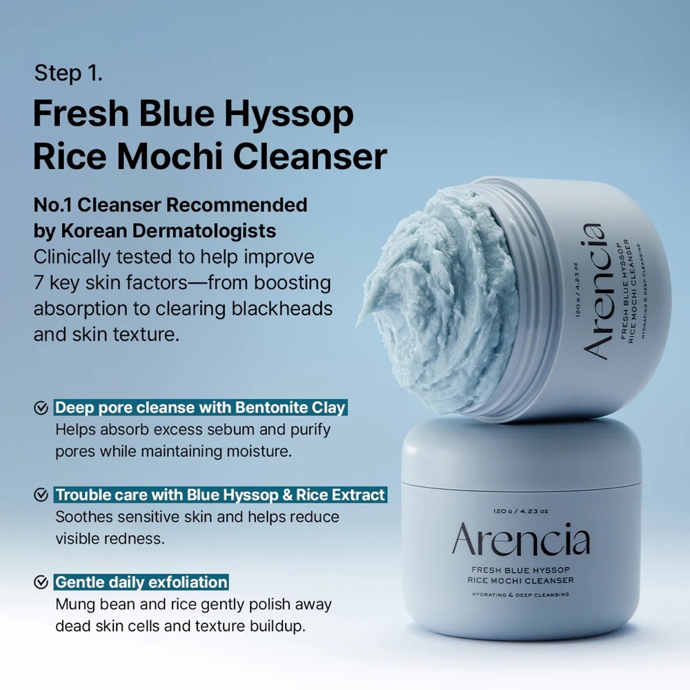 Fresh Blue Hyssop Rice Mochi Cleanser - Blue - Picture 4 of 5